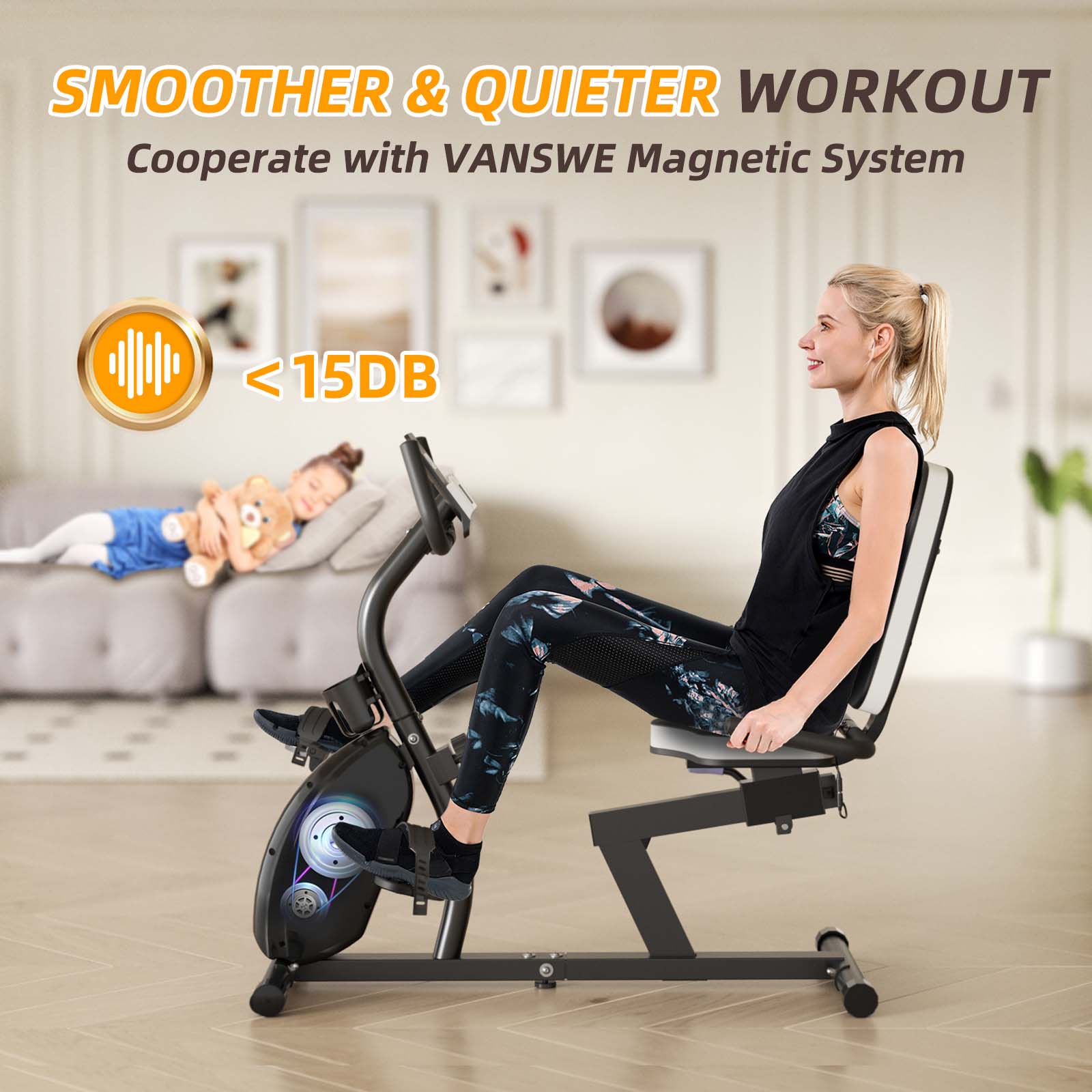 VANSWE  Recumbent Exercise Bike| Silver