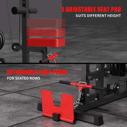 LAT Pull Down Machine Low Row Cable Pull Down Machine with AB crunch, Removable Flip-up Foot Plate