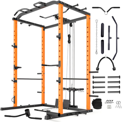 VANSWE Home Gym Power Rack Orange (2024 Updated Version)