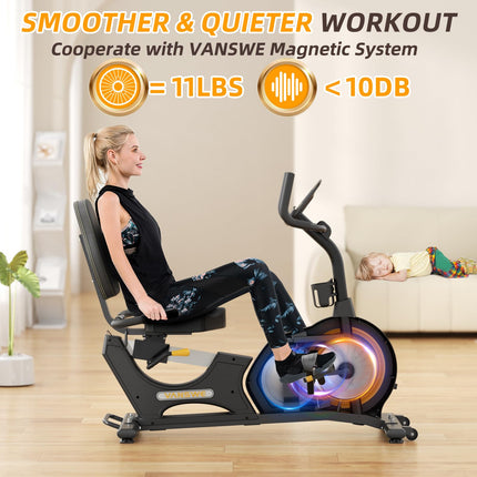 VANSWE Recumbent Exercise Bike - 400 LBS Capacity, Bluetooth, LED Display